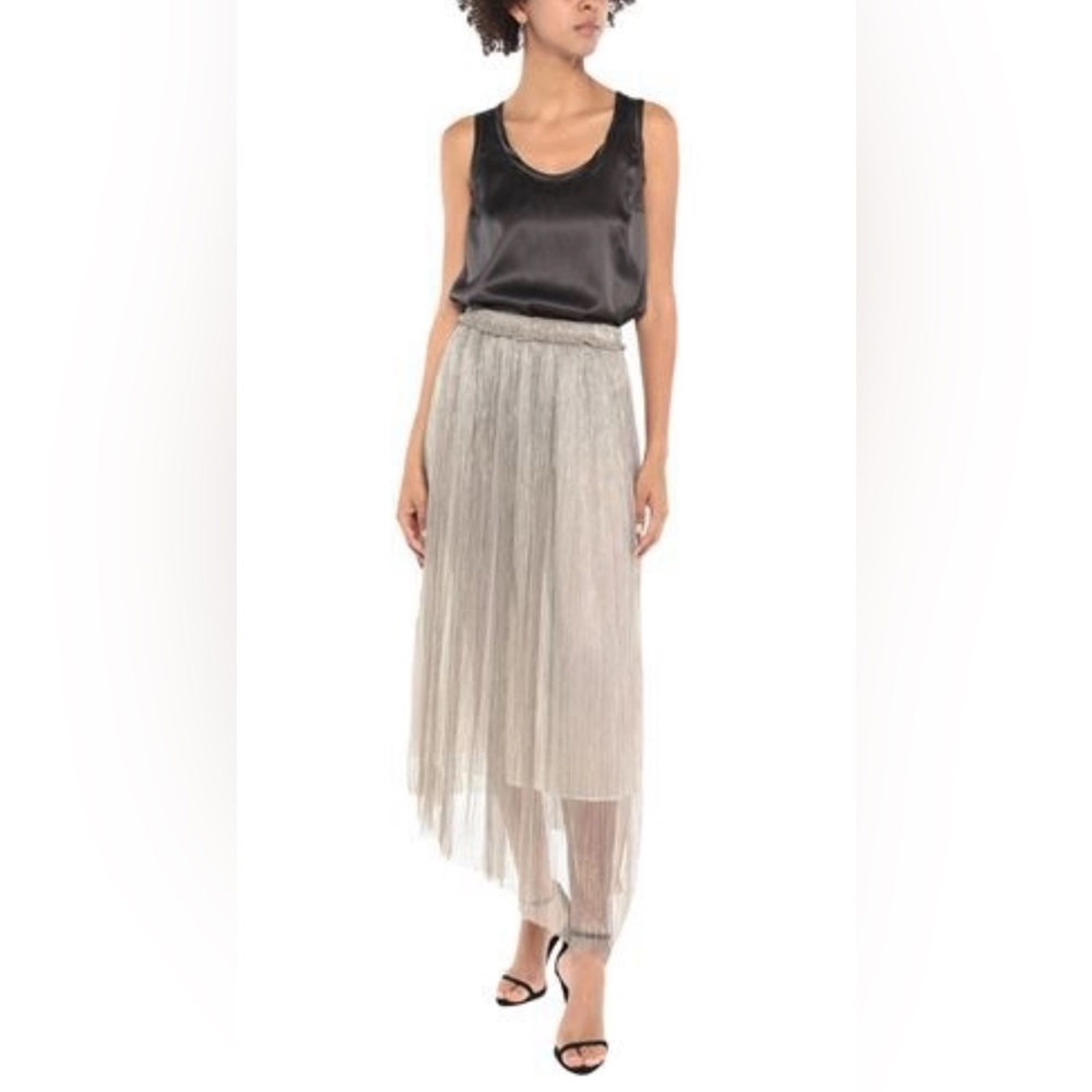 Isabel Marant Etoile Dolmenae Sheer Metallic Knit Maxi Skirt Champagne